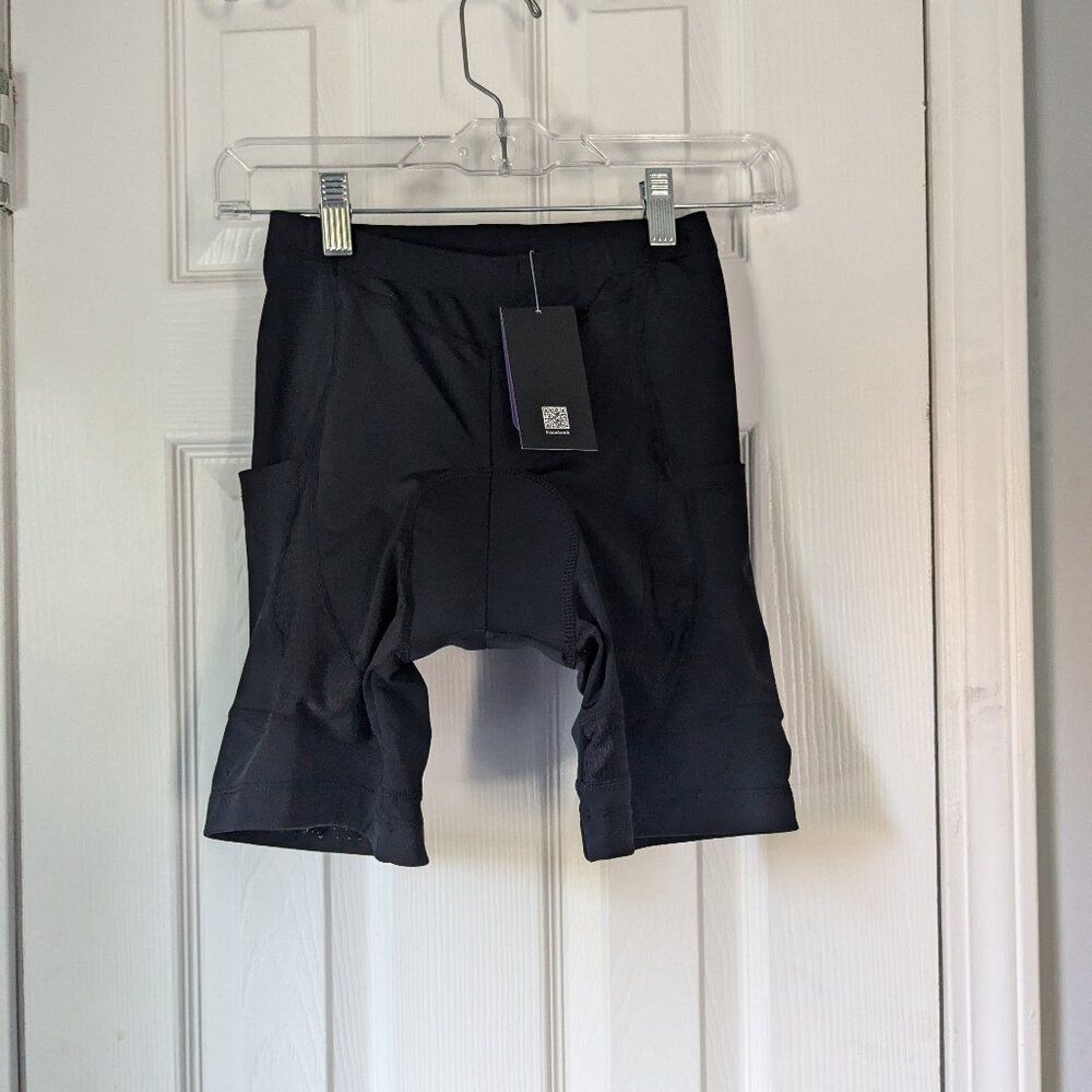 Beroy Bicycle Shorts, Black, Padded, Side Pockets, Back Zipper Pocket, Size S